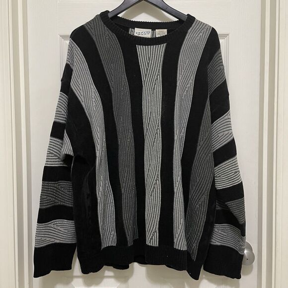 Vintage Irvine Park Knit Sweater Mens X-Large XL Gray Black Grandpa Retro 90s - Picture 1 of 8